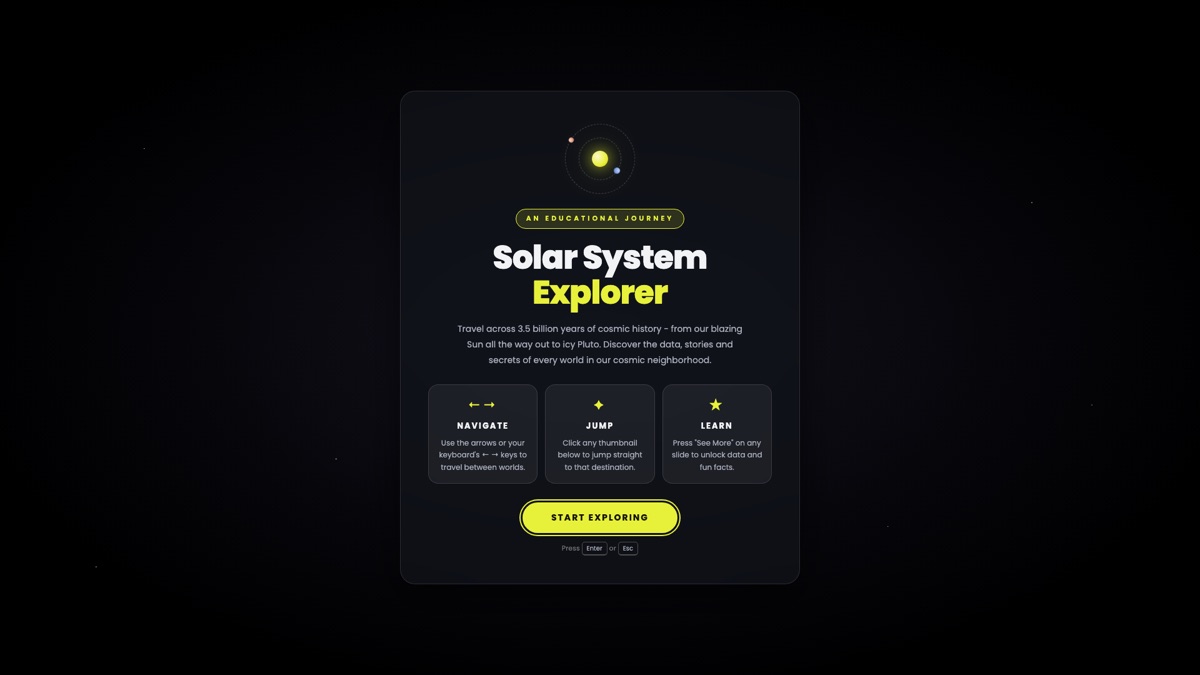 Planets solar system explorer interface